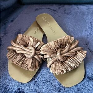 Tory Burch Raffia Knot Slide Sandals - Size 9